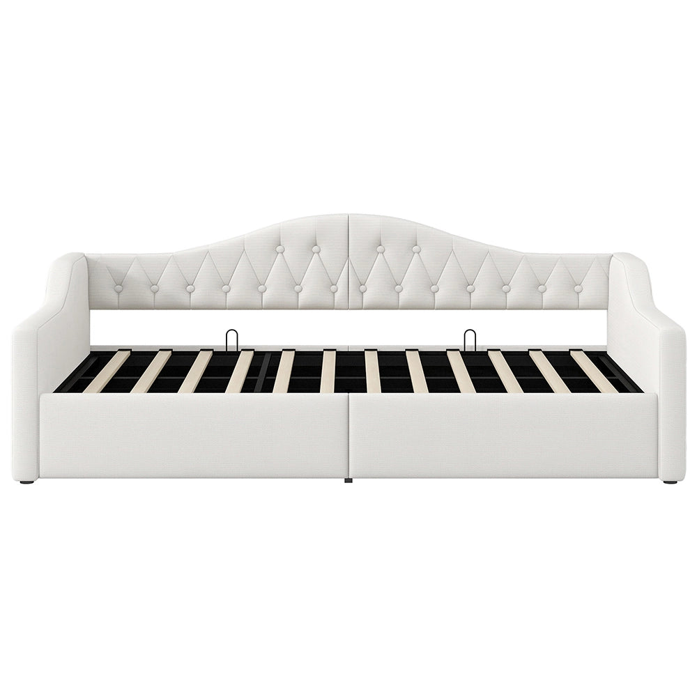 Letto imbottito - Xylo - 90x200cm LED con contenitore, beige