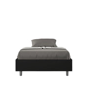 BS COM Letto una piazza e mezza con rete imbottito 120x190 similpelle nero