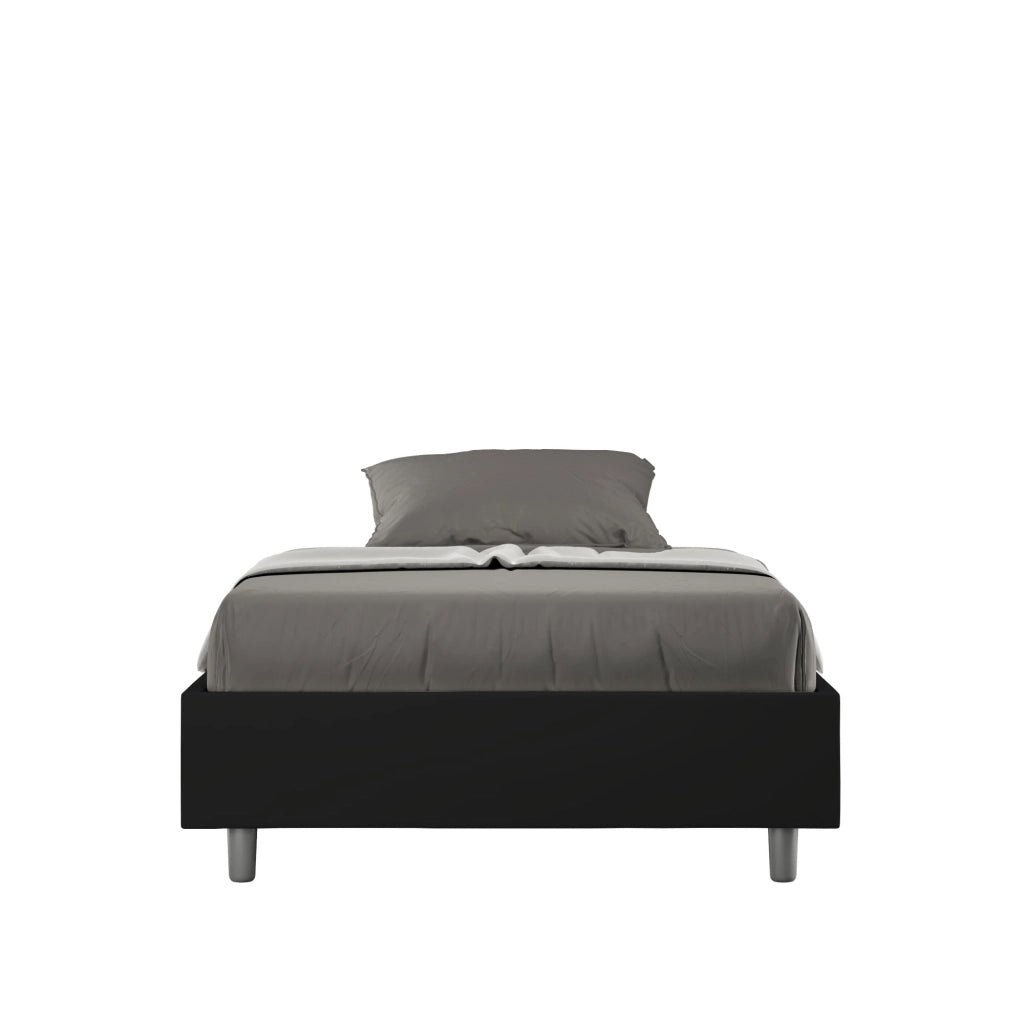 BS COM Letto una piazza e mezza con rete imbottito 120x190 similpelle nero