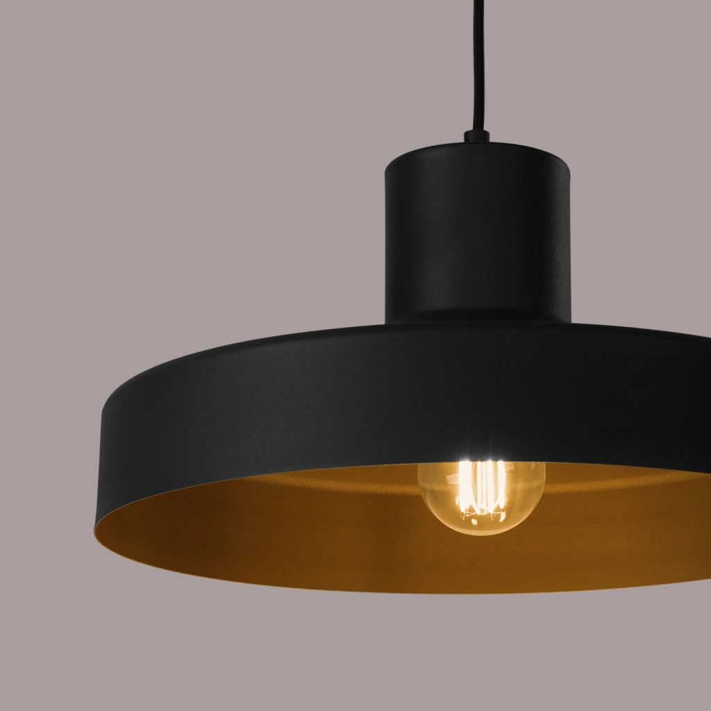 Lampada a sospensione BILO in acciaio nero E27 moderna rotonda 35x120cm