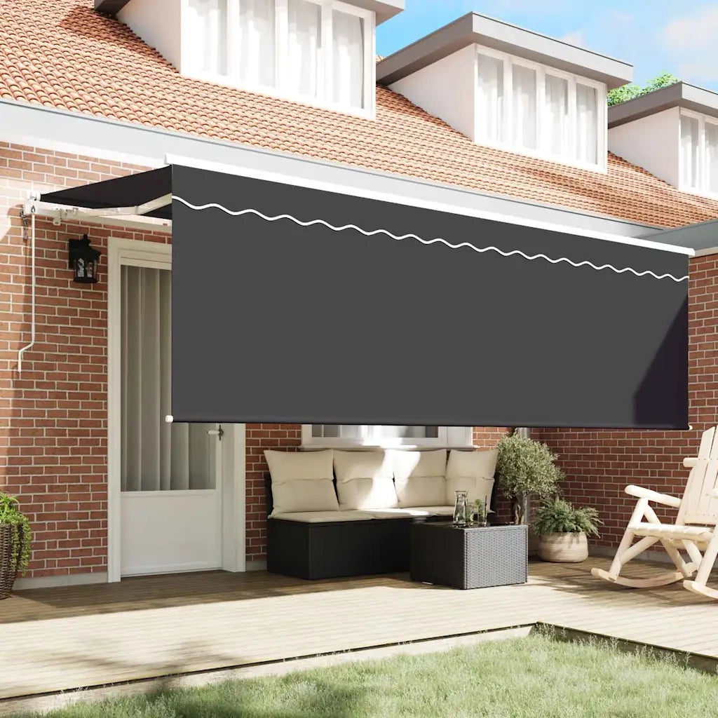 Tenda retrattile-Tenda parasole per balcone Antracite 350 x 200 cm Poliestere e Alluminio 359894