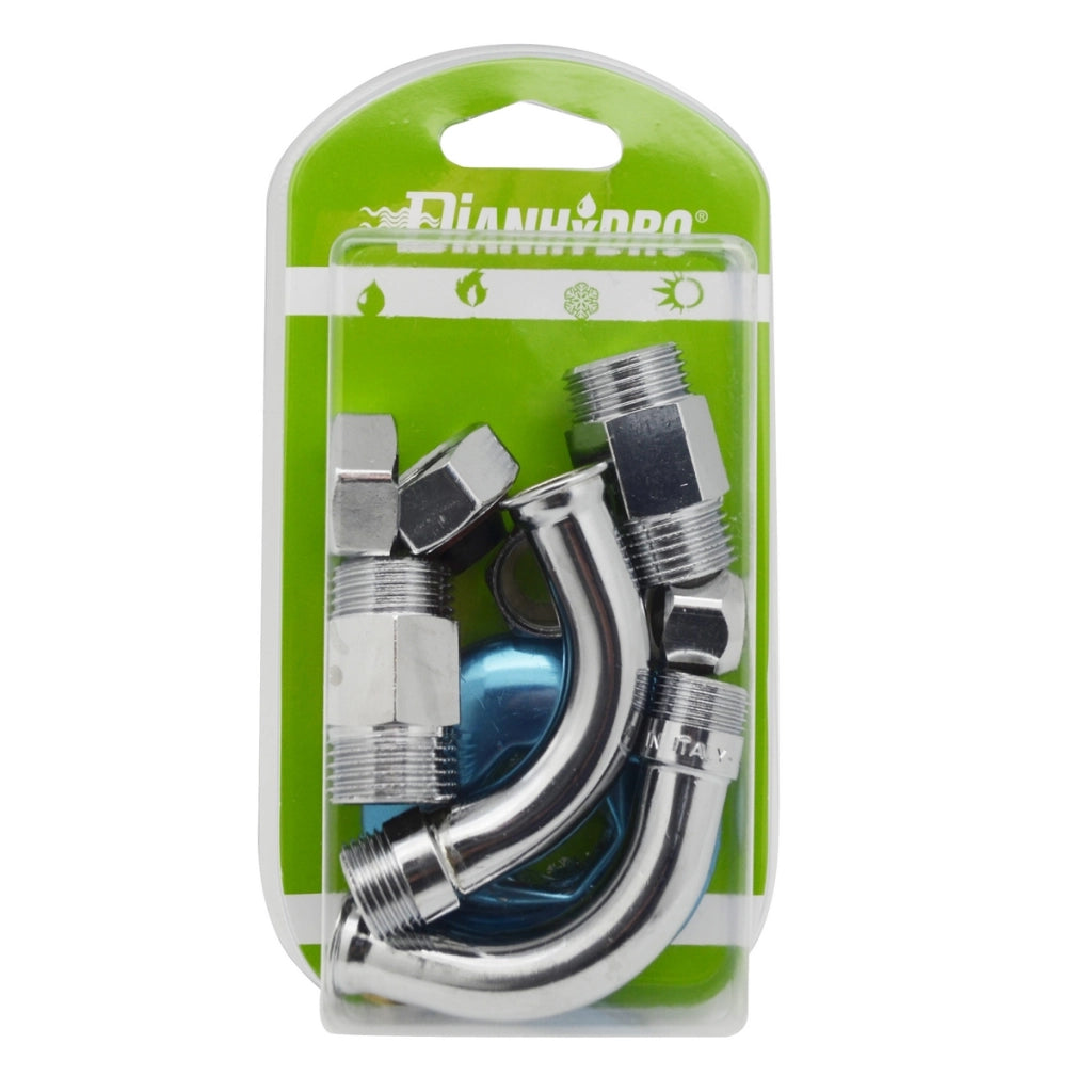 2 PZ CURVETTE SOTTOLAVABO A 90  ° COMPLETA BLISTER- pz. 2 - 1/2 x 3/8 Diam. 10- FAIDF- pezzi 1