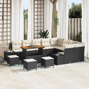 Set Divano da Giardino con cuscino 13 pcs Nero polyrattan 3362830