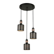 Lampadario Italux Restenza nero rame 3 luci E27 dimmerabile
