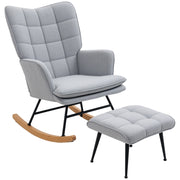 Poltrona Dondolo con Poggiapiedi e Braccioli ¨C Minimal ¨C Grigio Chiaro