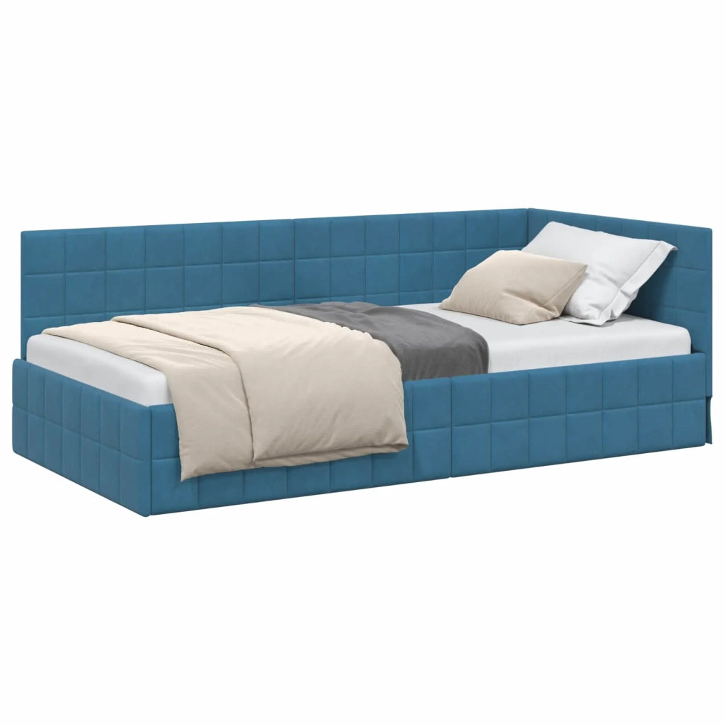 Cornice del letto ad angolo Blu 90 cm x 190 cm Velluto 42016377