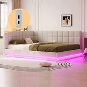 Divano letto - Xylo - 160x200 cm LED USB velluto beige