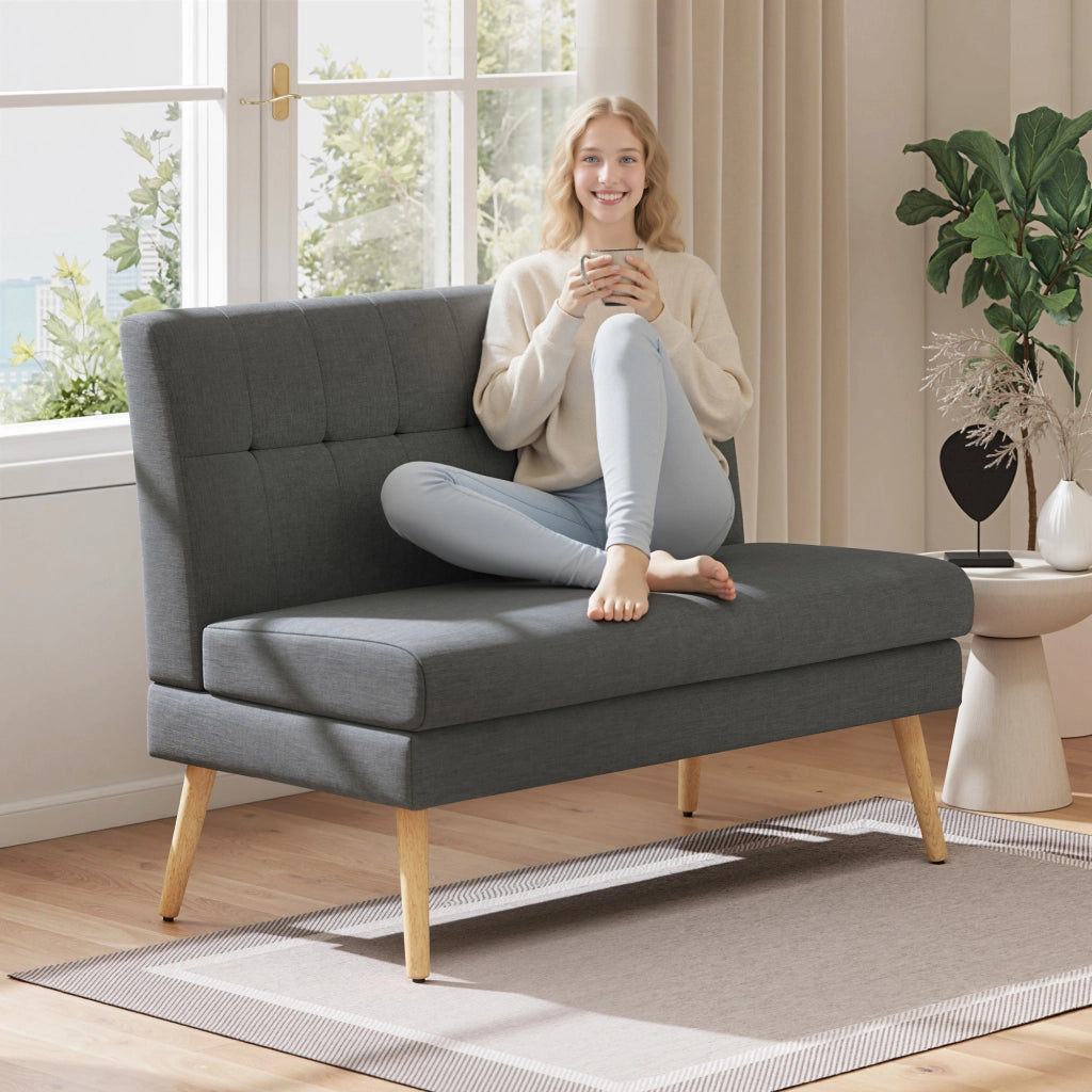 Divano 2 posti ¨C Minimal ¨C grigio tessuto legno