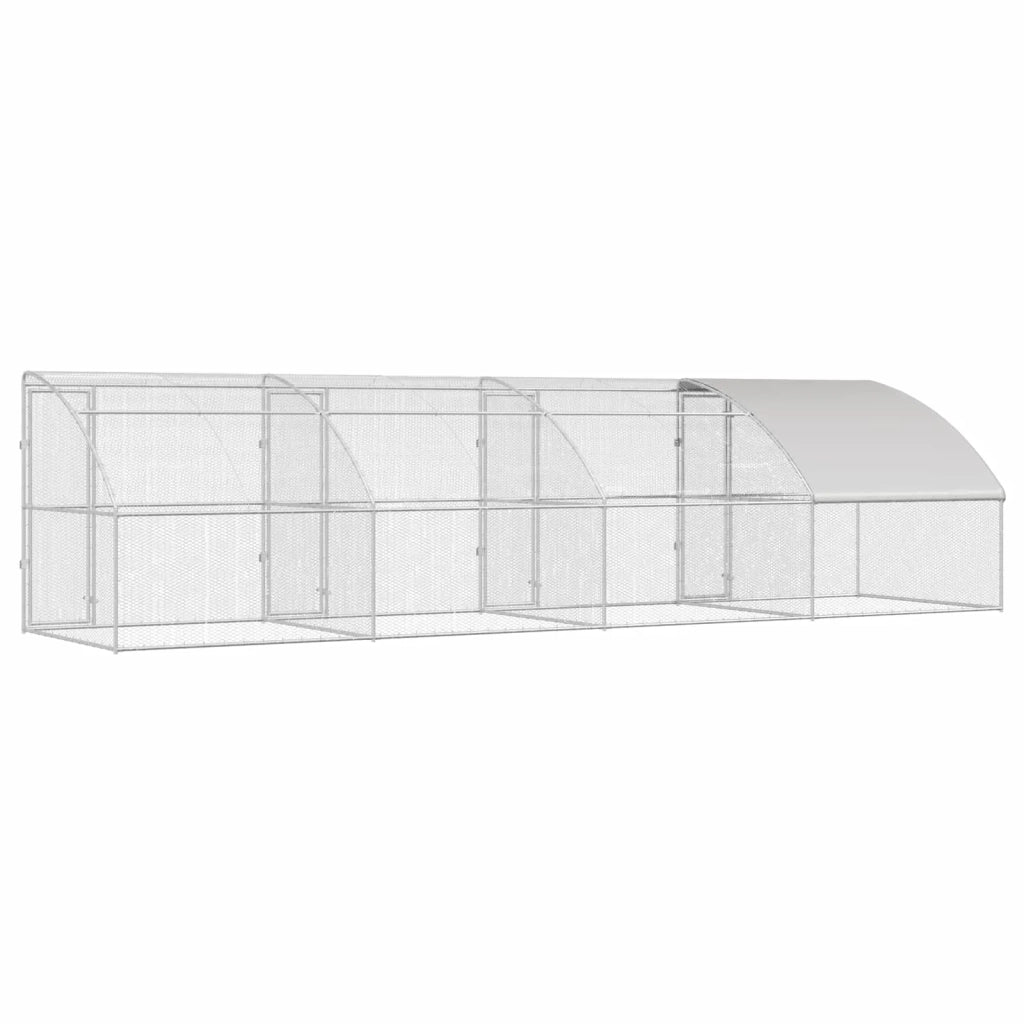Gabbia per polli 4 pcs Argento 800 x 200 x 200 cm Acciaio e PE 3381109