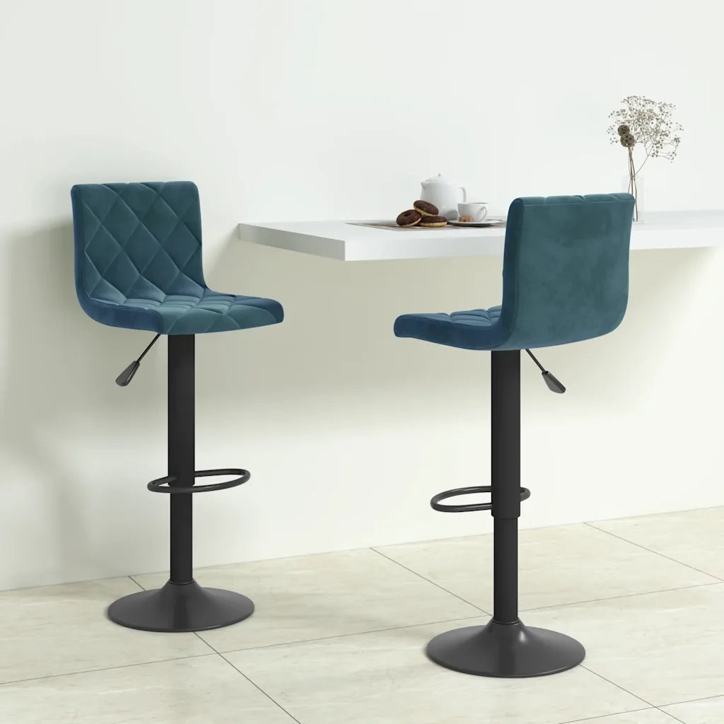 Sgabelli da Bar 2 pz Blu in Velluto 333735
