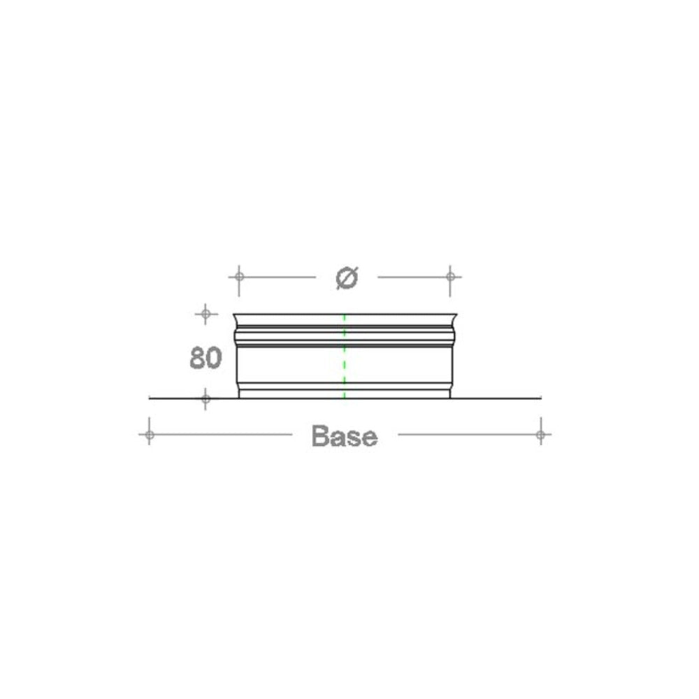 Base forata rame da 20x20cm con innesto m tondo variabile, diametro 120mm