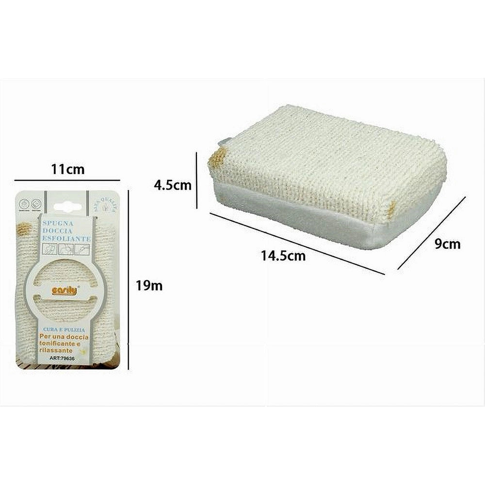 Trade Shop - Spugna Doccia Esfoliante Tonica Rilassa Per Cura Pelle Corpo Bagno Bianca 79636 -
