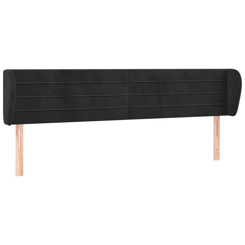 Testiera ad Orecchio-Testata con Orecchie Nera 183x23x78/88 cm in Velluto 167863