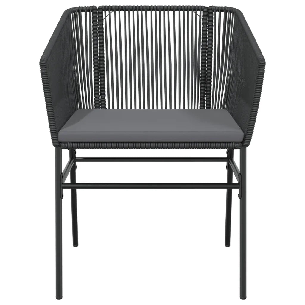 Sedie da Giardino con Cuscini 2 pz Nere in Polyrattan 369102