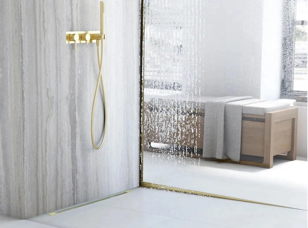 Profilo Doccia Pendenzato 120cm Brush Gold destra