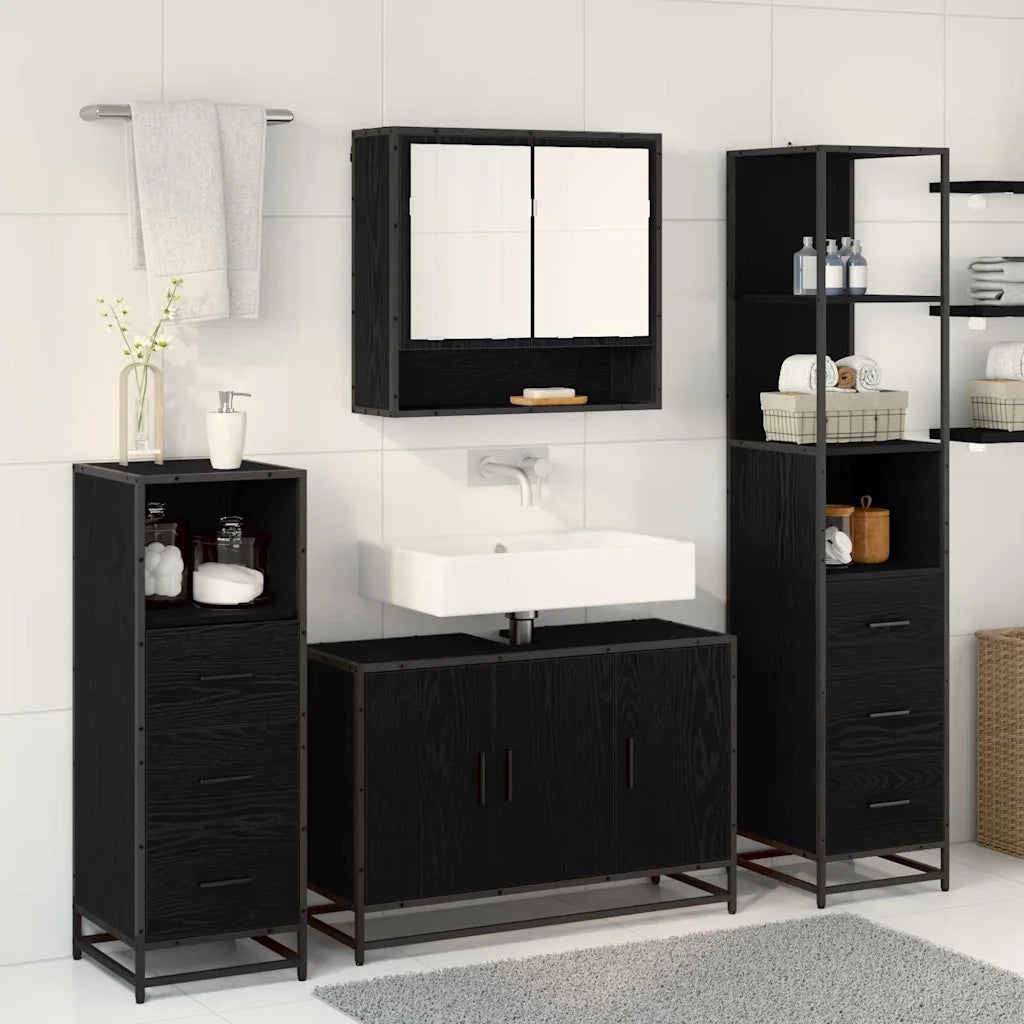 Set di mobili per il bagno con cassetto 3 pcs Legno vecchio