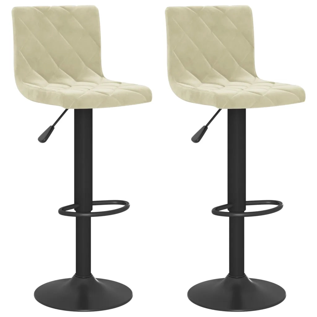 Sedie da Bar 2 pz Crema in Velluto 333730