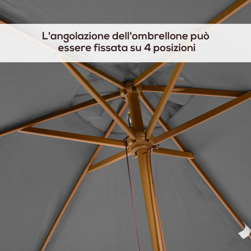 Ombrellone da Giardino ¨C Minimal ¨C Grigio Legno 2x3 m