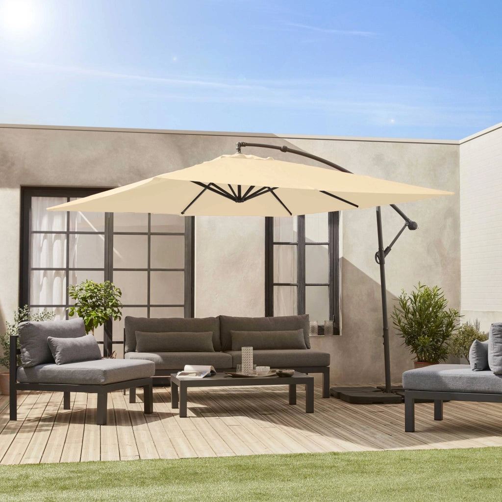 Ombrellone quadrato eccentrico, 3x3m, beige