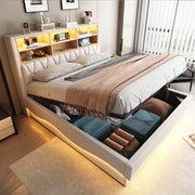 Letto-Xylo-180x200 cm-LED app, USB, metallo, lino beige