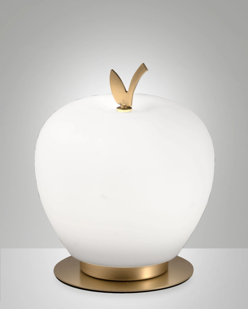 Lampada da Tavolo Wendy 8W LED Integrato 3000K Bianco e Ottone Satinato, Regolazione Luce al Tocco, Vetro Soffiato - Design Elegante