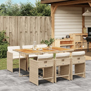 Set da Pranzo da Giardino 7 pz con Cuscini Beige in Polyrattan 3211096