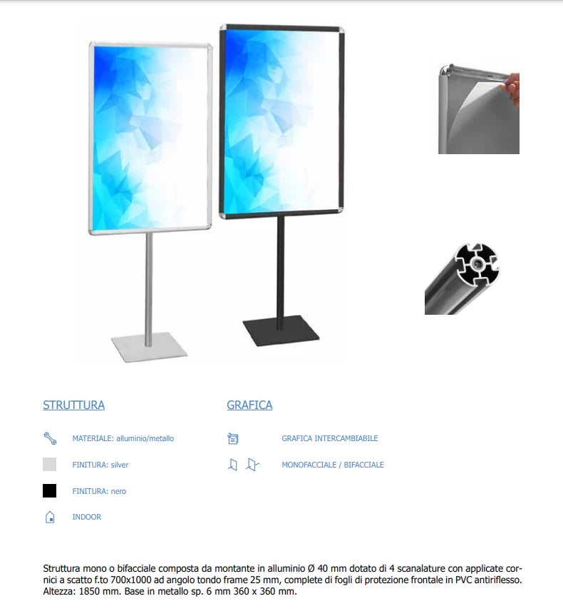 Porta Comunicazioni con cornice 70 x 100 linea Q System - Bifacciale