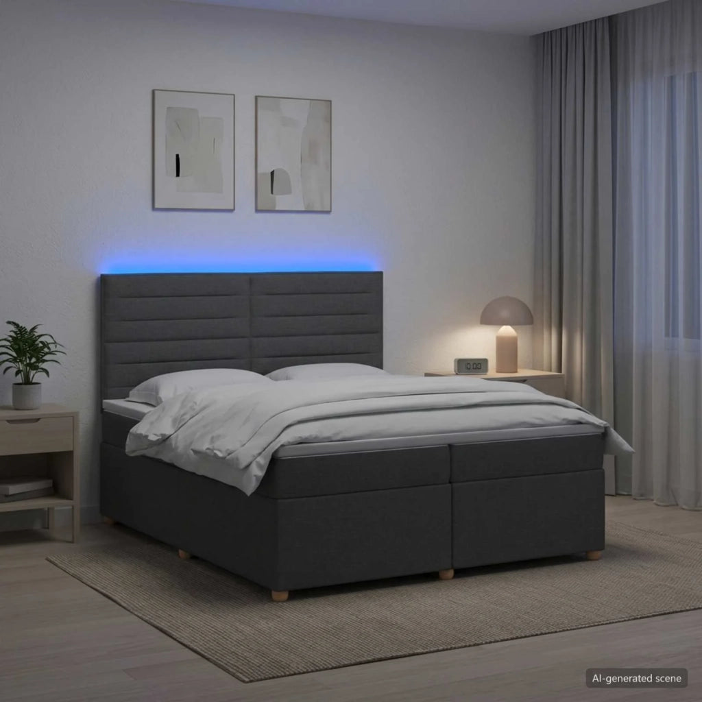Letto box spring con materasso Grigio Scuro 200 x 200 cm 3455421