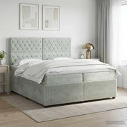 Letto box spring con materasso Grigio Chiaro 200 x 200 cm 3454667
