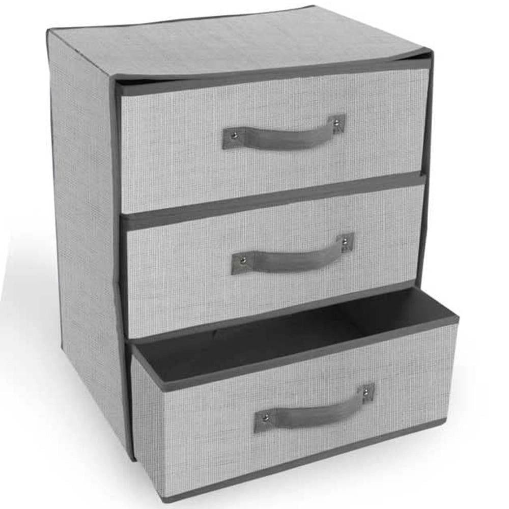 Trade Shop - Scatola Contenitore Cassettiera In Tnt A 3 Cassetti Salvaspazio Pieghevole 30x36 -