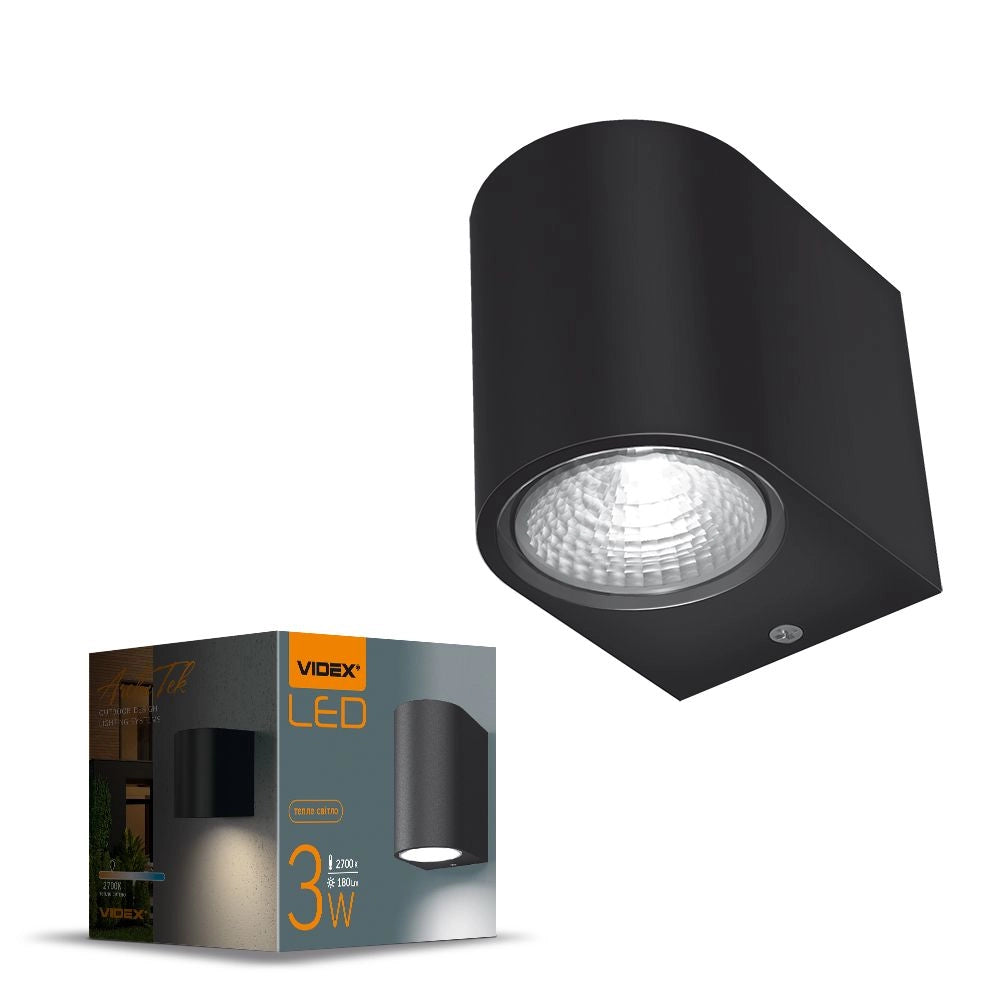 Applique esterna da parete nera LED 3W alluminio IP54