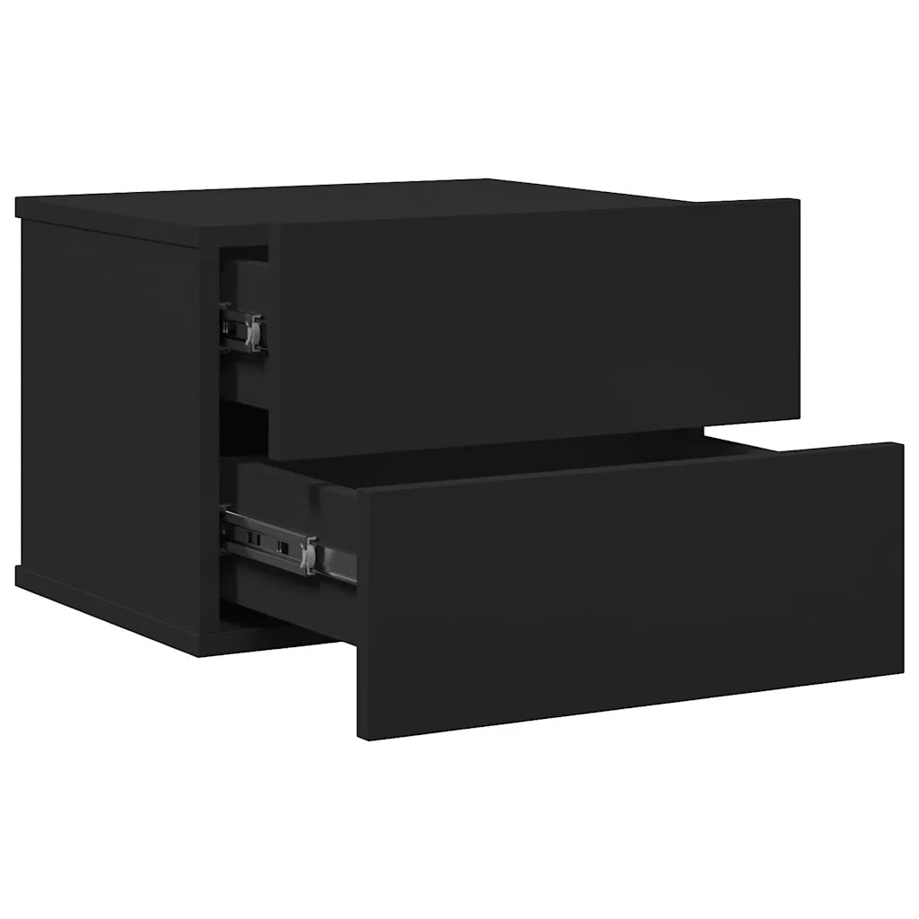 Comodino Nero 40x30x30 cm in Legno Multistrato 801055
