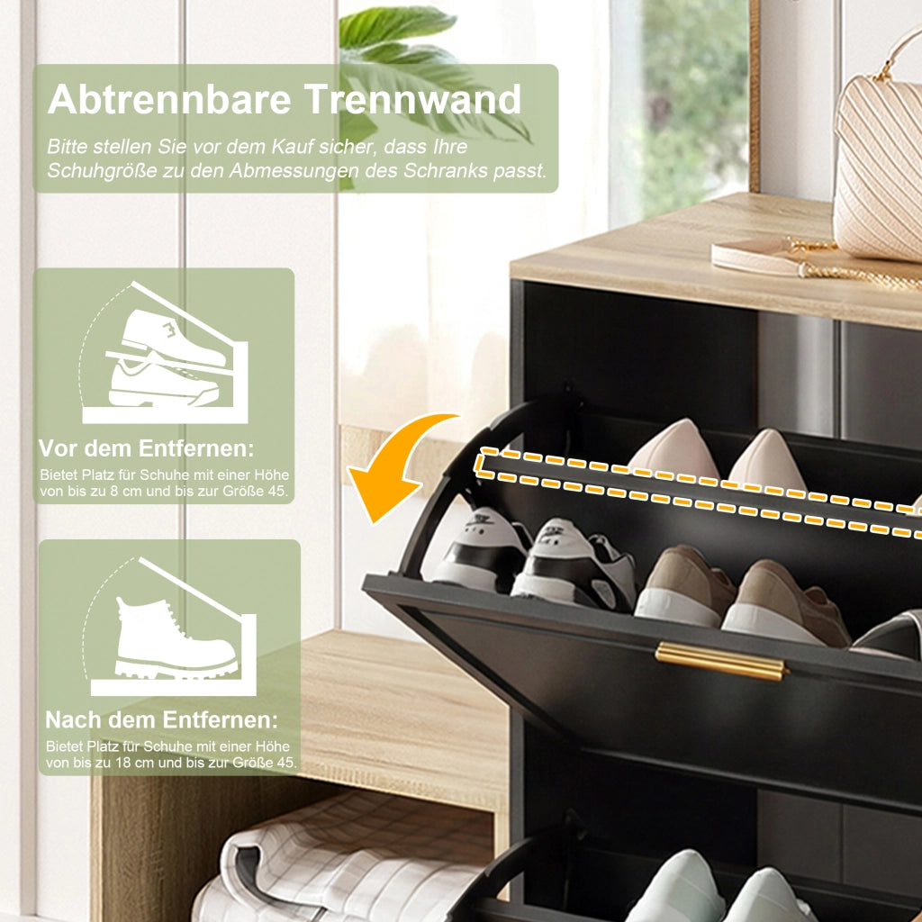 ARMADIO DA INGRESSO Set da 4 pezzi 130x35x166 cm Naturale e Nero