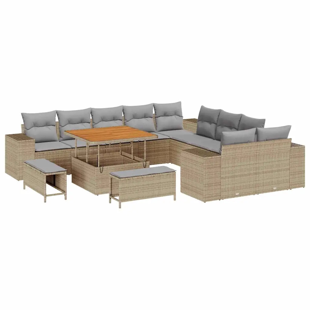 Set Divano da Giardino 13 pcs Beige e Grigio Chiaro polyrattan 3364007
