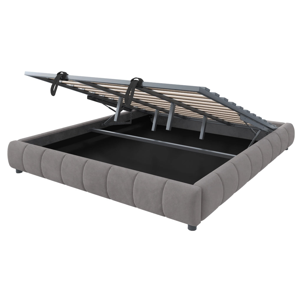 letto imbottito velluto grigio 180 x 200 cm
