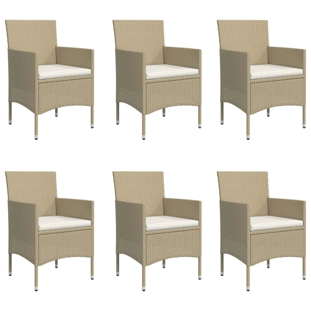 Set da Pranzo da Giardino 7 pz con Cuscini Beige e Nero 3156625