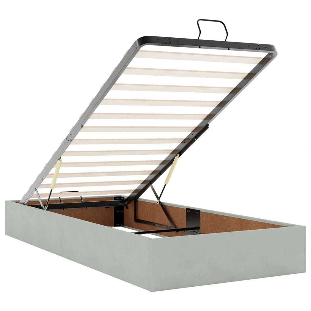 Letto Ottomano con Materasso e LED Grigio Chiaro 200 x 200 cm 3458484