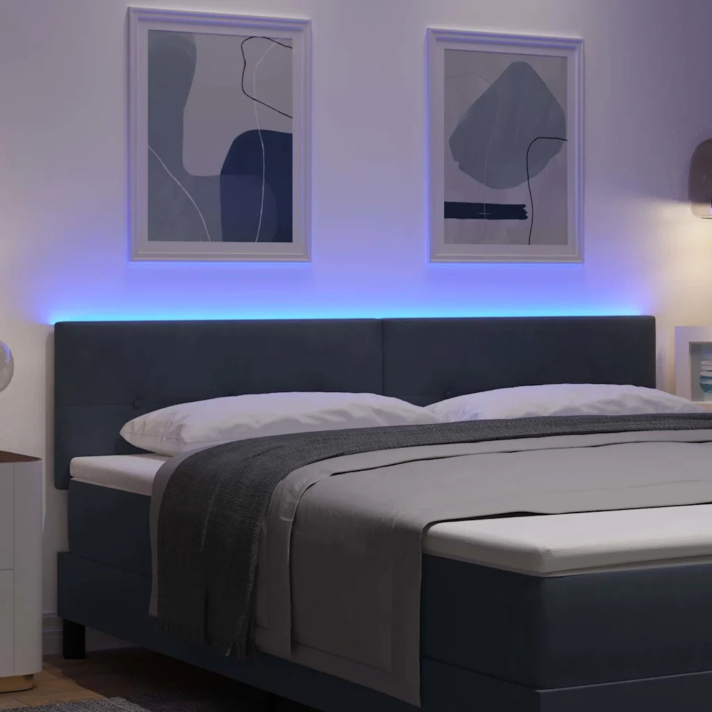 Testiera LED con strisce LED Grigio 180 cm Velluto 3338156