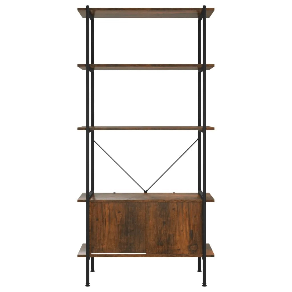 Scaffalatura 5 Livelli con Mobile 80x40x163 cm Acciaio e Legno 336356