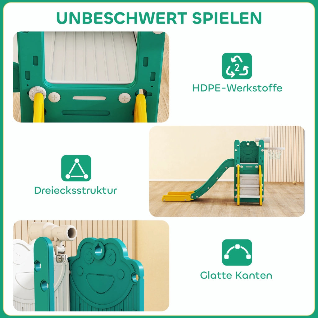 Set da gioco per bambini con scivolo e canestro ¨C Minimal ¨C Giallo e verde