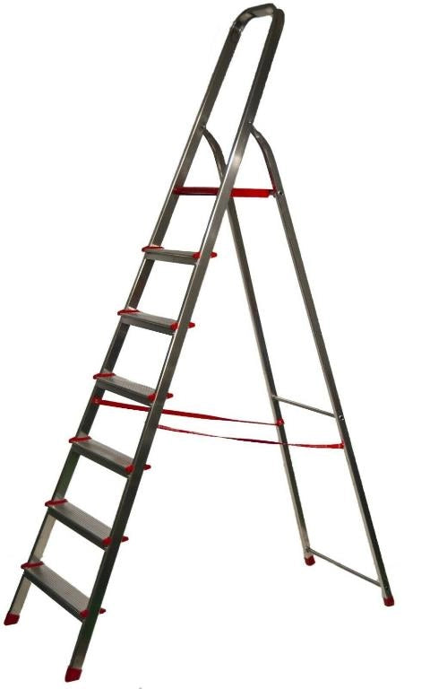 Scala Scaletto in Alluminio 8 gradini con Paraspigoli jumbo Made in Italy