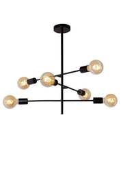 Plafoniera Lucide Lester nera metallo 6 luci E27 59cm