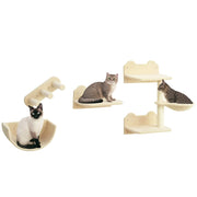 Set arrampicata per gatti con scala, amaca, piattaforma e tiragraffi ¨C Minimal ¨C 4 pezzi, beige