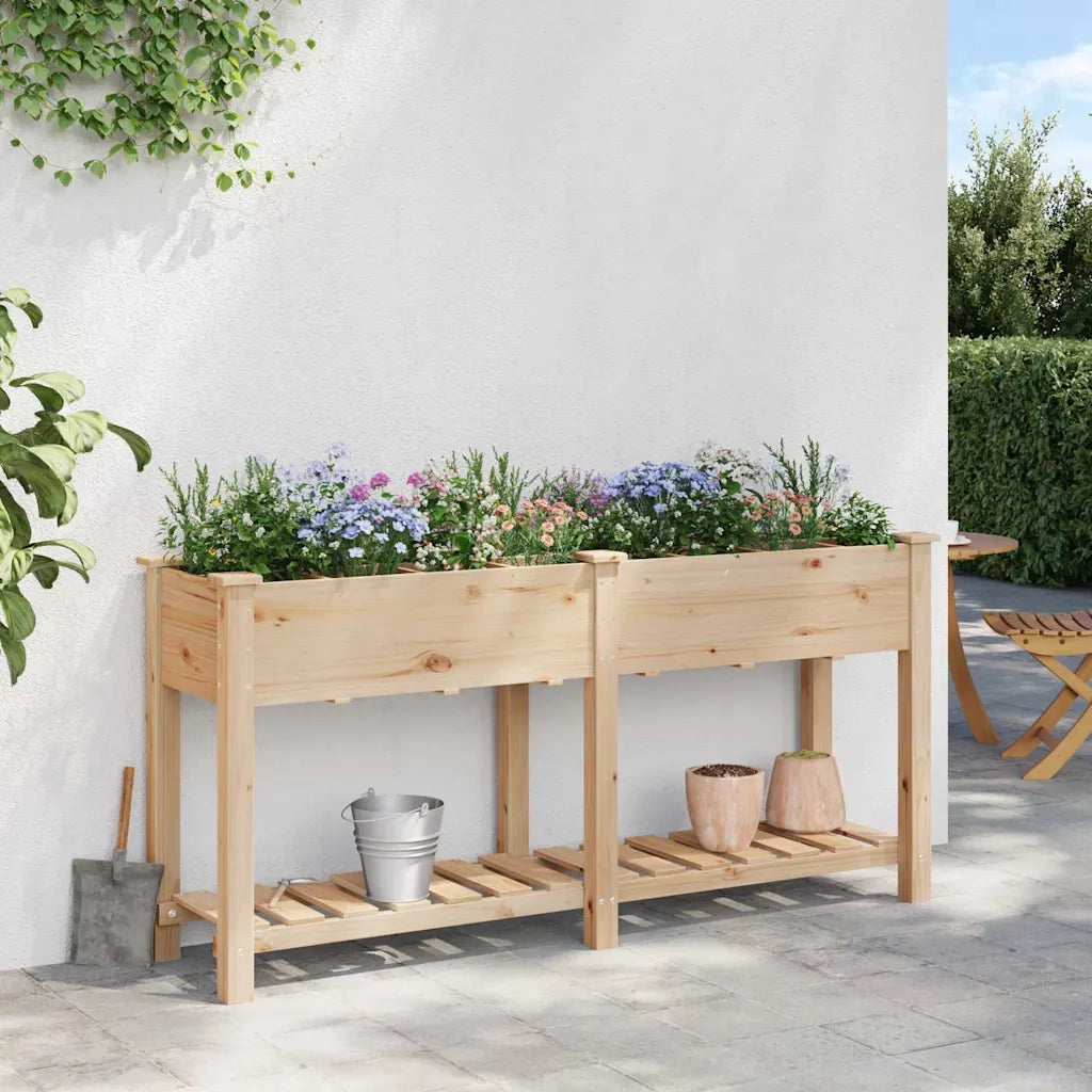 Fioriere | Cassetta per fiori | Vaso da giardino con lo scaffale Beige 161,5 x 45 x 76,5 cm