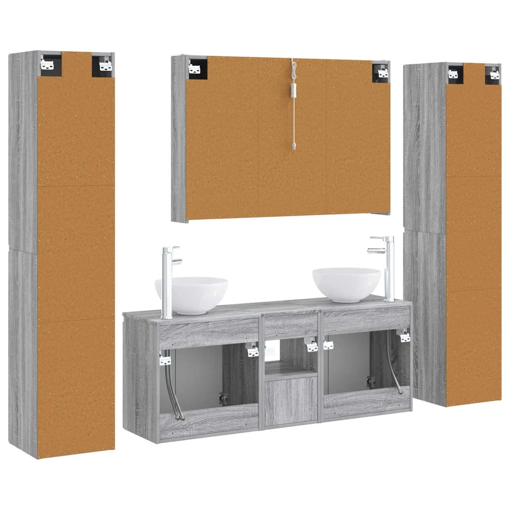 Set di mobili per il bagno 6 pz Sonoma grigio 3407220