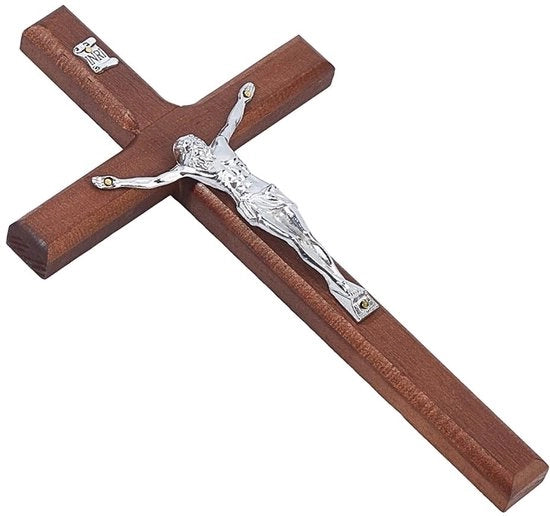 Decorazione per Parete Religiosa a forma di Croce in Legno - 115 mm Largo - 202 mm Alto