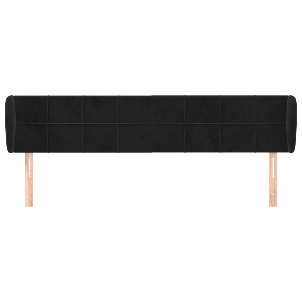 Testiera ad Orecchio-Testata con Orecchie Nera 203x23x78/88 cm in Velluto 733630