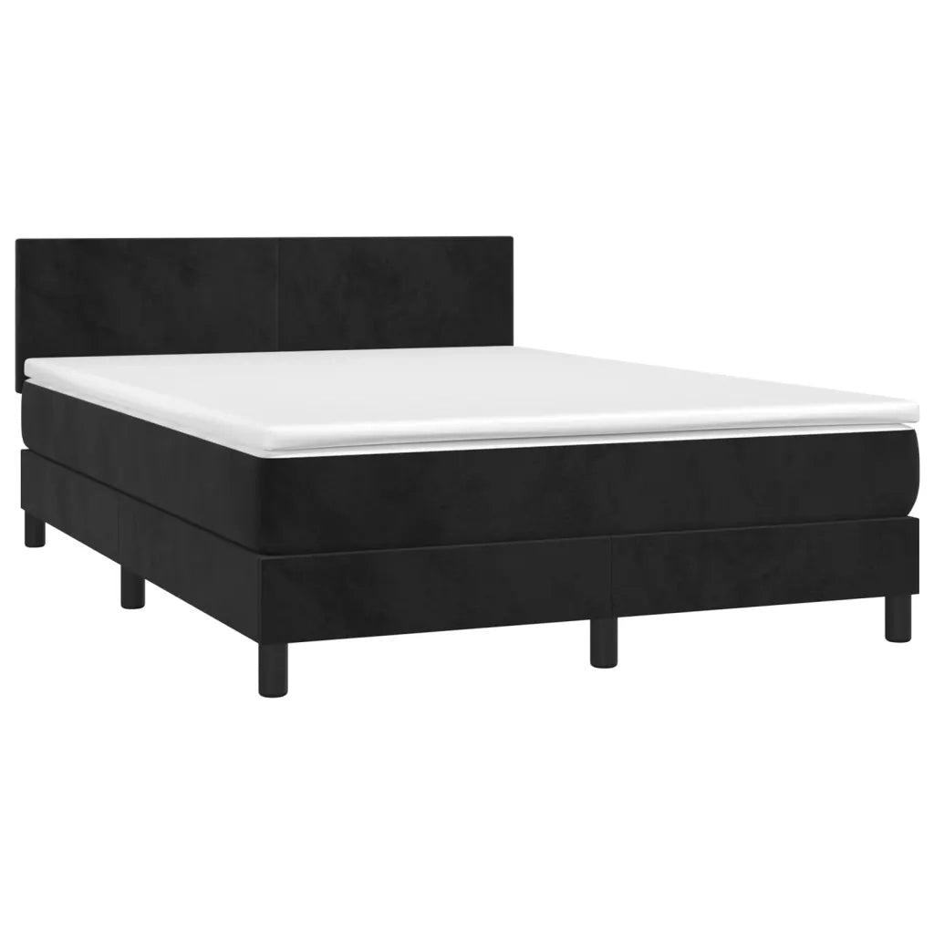 Letto a Molle con Materasso e LED Nero 140x200 cm in Velluto 3134287