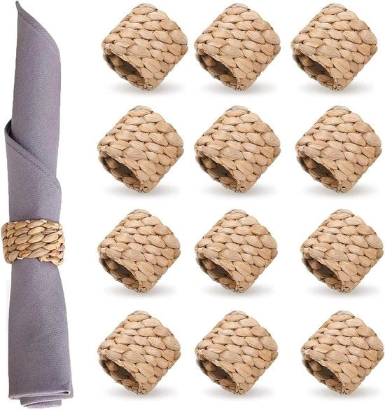 Set di tovaglioli in cotone - stile rustico e manufatto a mano - 12 pezzi