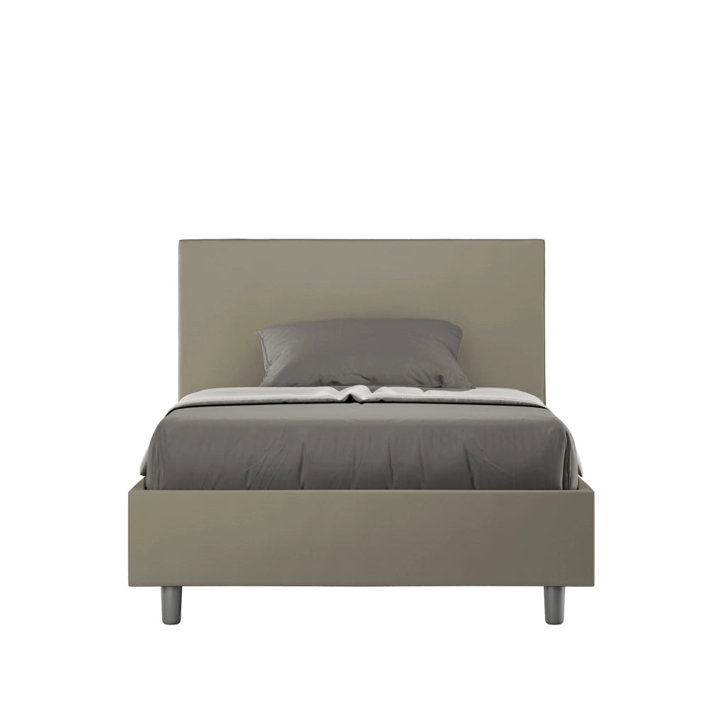 BS COM Letto una piazza e mezza con rete imbottito 120x190 similpelle cappuccino